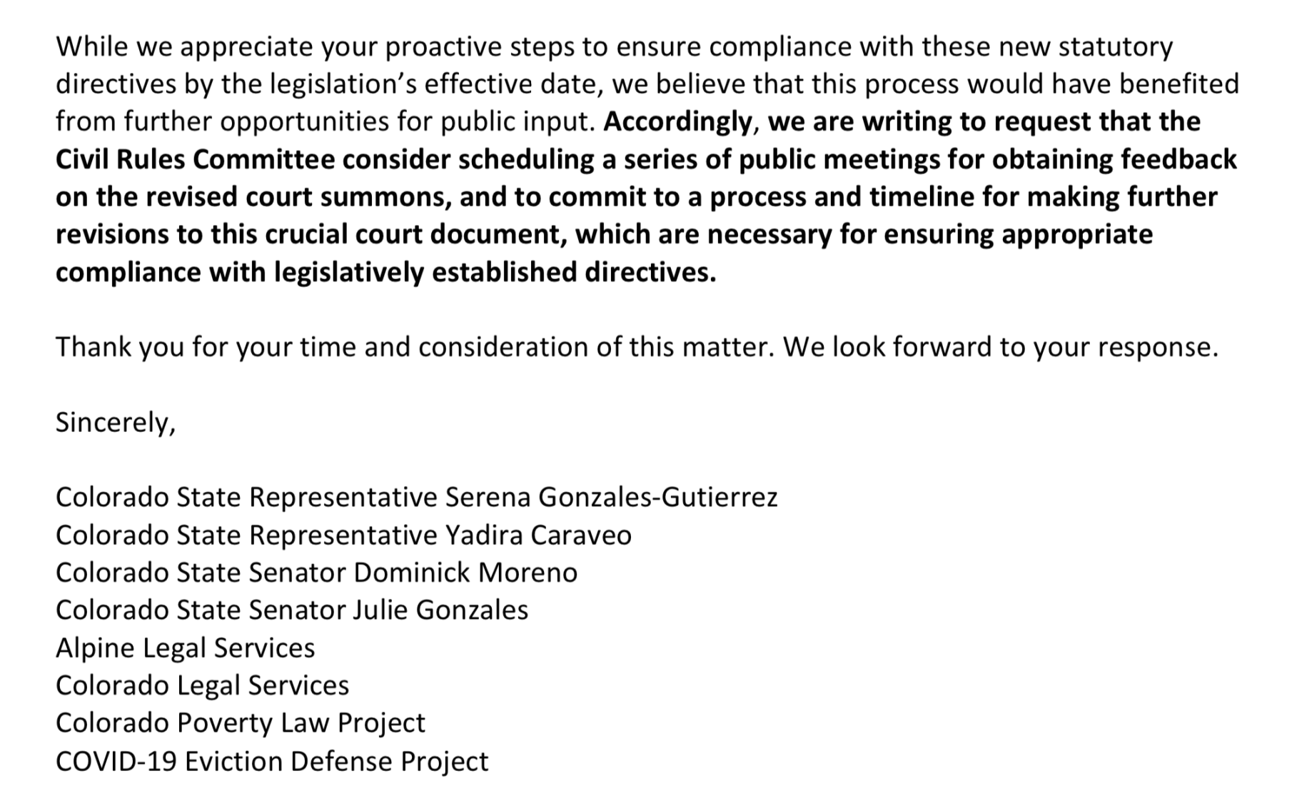 Excerpt from lawmakers' letter to Supreme Court